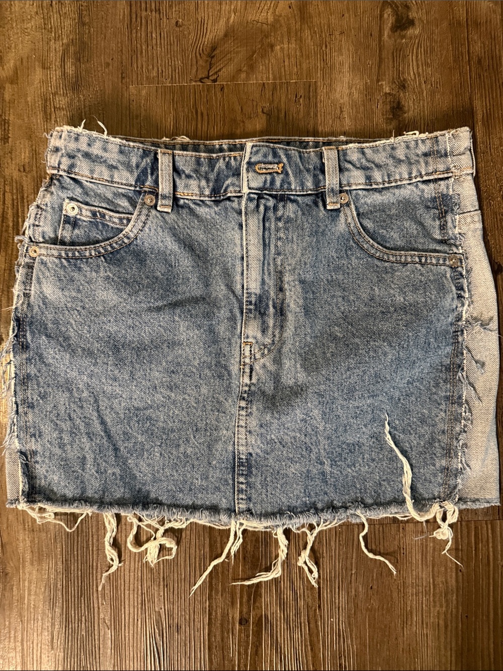 MNG Denim Distressed Mini Skirt
